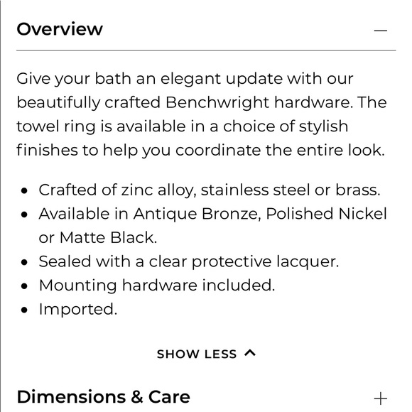 Pottery Barn Benchwright Towel Ring - Picture 4 of 4